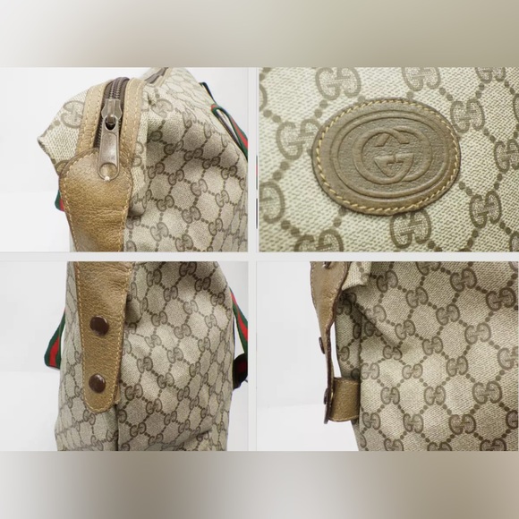 Gucci Beige GG Supreme Travel Tote with Green and Red Webbing - Picture 8 of 10